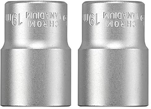 kwb 19 mm Kraft-Steckschlüssel-Einsatz aus CV-Stahl (Antrieb: 1/2 Zoll Innenvierkant, Wellenprofil, Ecken gerundet, Schonung der Kanten, matt verchromt) (Packung mit 2)