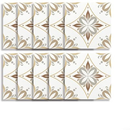 Confezione da 10 piastrelle a mosaico per uso interno su pareti e pavimenti lisci in qualsiasi stanza (15 x 15 cm)