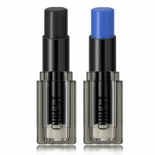 Schwarzer Blauer Ph Adjusting Lippenstift Farbwechsel,Lip Balm and Cheek Tint,Temperature Color Changing Lipstick,Feuchtigkeitsspendend Wasserfest Roter Lippenstift für Frauen