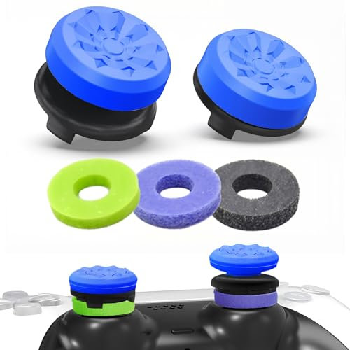 TEUVO Thumbstick Copri Analogici per, 2 Copri Analogico per + 3 Precision Rings Mejorar el Apuntado FPS Game Gommini Controllore per Tappi Controllo Tappi Joystick per PS4 Accessori Blue