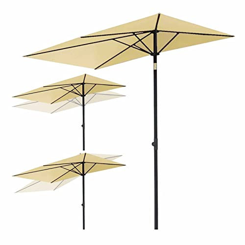 Verstellbarer kleiner rechteckiger Balkonschirm, LSF 50+, tragbarer Outdoor-Sonnenschirm für Garten, Rasen, Terrasse, Pool – faltbar, milchig gelb