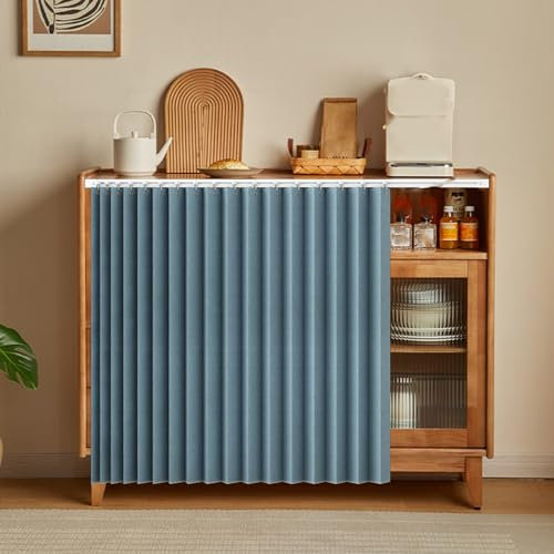 Rideaux d'armoire pour placard – Rideau d'intimité étanche à la poussière avec rail coulissant pour cuisine, bibliothèque, armoire ou garde-manger, 120 x 60 cm