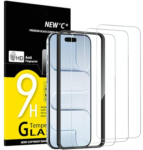 NEW'C Schutzfolie für iPhone Air für Panzerglas mit Montagehilfe | 3 Stück, Transparent, 6,5 Zoll, Montagehilfe inklusive, Einfache Montage, HD Klar, Oleophob, 9H Härte, Kratzfest, Blasenfrei