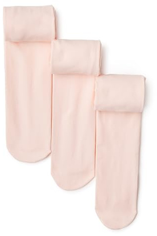 Amazon Essentials Calzamaglia da Danza con Piedi Bambine e ragazze, 3 Paia, Rosa, 6-7 anni