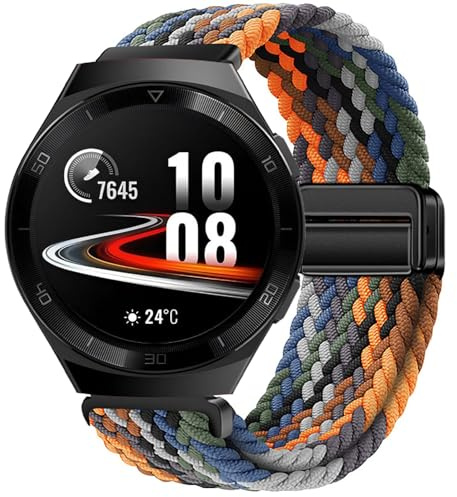 GIOPUEY Correas Magnética Compatible con Huawei Watch GT 2E, Correa Tejida de Nailon Suave [Unisexo] [Transpirable] - Colourful