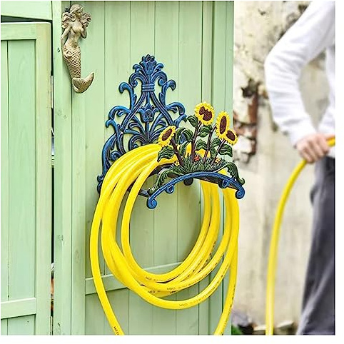 CXGFRGH Schlauchaufbewahrung, Robuster Wandschlauchhalter, Schlauchaufroller, aus Gusseisen, Schlauchaufbewahrung mit großer Kapazität for Garten, Hof, Balkon, Schlauchaufrollerwagen
