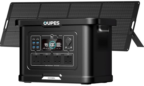OUPES Exodus 2400 Solar Generator with 240W Solar Panel, 2400W/2232Wh Portable Power Station(Boost 2600W, 4500W Peak), 0-80% in 50 Min., UPS & APP Control, Power Station for Home Backup, Camping, RVs