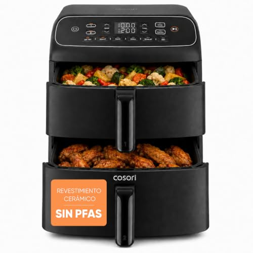 Cosori Airfryer, neue Generation 2026, Chip Testsieger, TurboBlaze-Tech | NTC-Tech, XL-Heizring, PFAS-freie Keramikbeschichtung, 39 % schmaler, 3 Lüfterstufen, Turbo Tower Compact