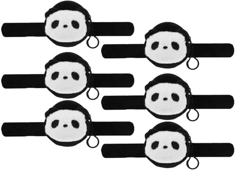 minkissy 6 Stück Teiliges Panda Slap Armband mit Plüsch-tiermotiv Integrierte Kleingeldbörse Weiche Snap-wristbands für Geburtstagsfeiern Schulpartys Geschenk für Teenager und Tierliebhaber