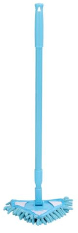 Floor Mop Triangular 180° Rotary Iron Rod Telescopic Chenille Mini Mop for Wall Window Car Kitchen Bathroom Blue Mops for Floor Cleaning