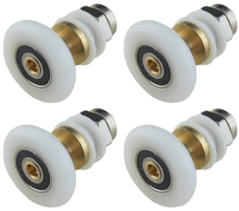 BildeeMait 4 Stück Duschrollen für Türrollen, Kupfer und für Kunststoff-Ersatz-Riemenscheibenset, Schiebetüren, 28 mm, 25,5 mm