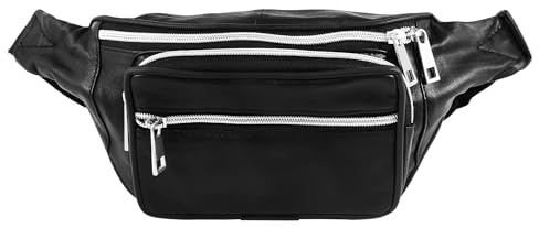 Steinmeister Unisex Tasche - Unisextasche aus Leder in Schwarz mit Reißverschluss