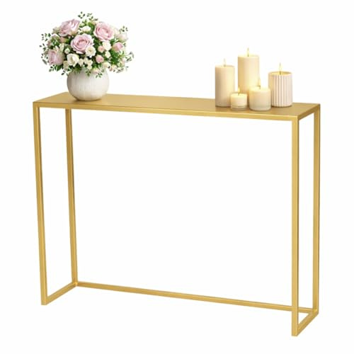 Anwicar Table Console étroite d'entrée Doré 80x20,5x10 cm | Console peu encombrante pour entrée, salon ou couloir; idéale comme table d'appoint et support décoratif