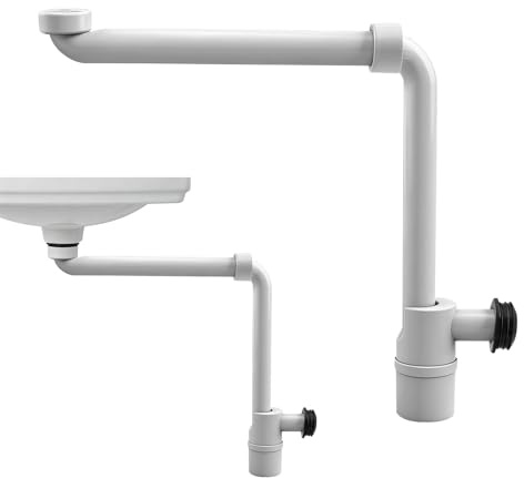 TETEWEVER Raumsparsiphon Waschtisch Siphon 1 1/4 Zoll Siphon Flach | Raumsparsiphon Waschbecken Siphon Platzsparend 360° Einstellbarer Siphon Waschtisch Abflussrohr mit Geruchsverschluss für Bad