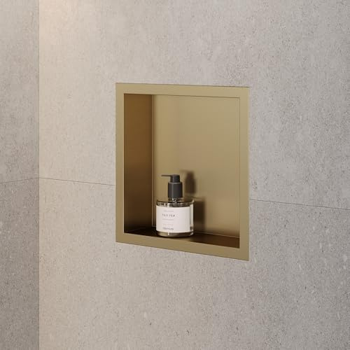 Eviso Niche de Douche Encastrable - Acier Inox 304 - Étagère Murale Salle de Bain avec Pente de 2% pour Écoulement - Design Minimaliste