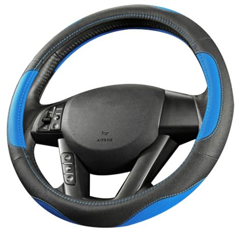 Coofig Auto Lenkradbezug aus Microfiber Leder, Langlebig, A Atmungsaktiv, Passend für die Meisten Autos, Warm im Winter, Universal Größe Lenkradhüllen 38cm (15 Zoll)