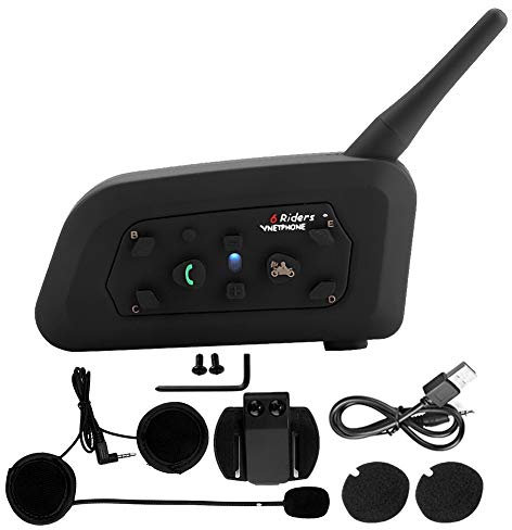 Vnetphone V6-1200 Interphone Bluetooth pour Moto, Intercom Full-Duplex, portée 1200 m, écouteurs sans Fil, capacité 6 passagers