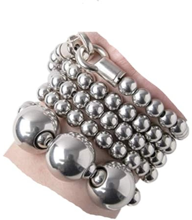 BDHL Cuentas de Acero Inoxidable Pulsera de autodefensa Collar Muñeca Decoracion Irrompible Pulsera de Metal Adecuado para Exteriores Primeros Auxilios Defensa Personal 110cm