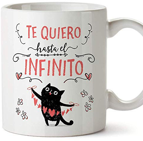 MUGFFINS Taza San Valentín (Te quiero) - Te quiero infinito - Regalos Originales y Divertidos de Aniversario para Novios, Enamorados, Pareja...