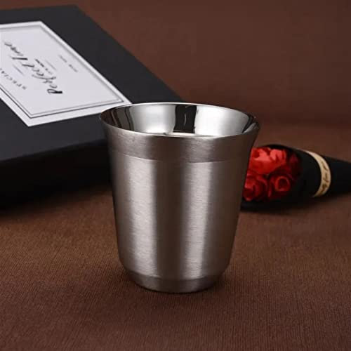 Walhome Tazzine da Caffè in Acciaio inox, isolate a doppia parete,Tazze da caffè espresso, acciaio inox Tazze da caffè espresso, con doppia parete isolante Tazze da caffè espresso (80 Ml)