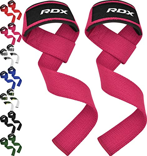 RDX Zughilfen Krafttraining Lifting Straps, 60CM Lang Profi Gym Bodybuilding Kreuzheben Gewichtheben Zubehör, 5MM Gepolstert Handgelenkschutz Griff, Fitness Powerlifting Deadlift Grip, Männer Frauen