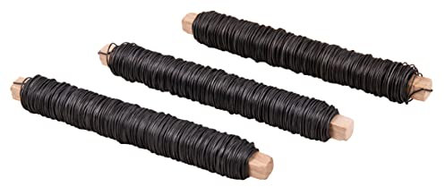 Rayher Fil di Ferro Fioristica, 0.65mm, Nero, Spoletta Legno, 3x100G, Busta 3Pz, 24127576, Multicolore, Normale