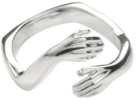 Umarmender Ring 925 Sterling Silber – Verstellbarer Hug Ring für Damen – Offener Ring – Emotionale Geschenkidee – Verstellbare Größe (Sterlingsilber)