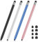 MEKO Universeller Eingabestift für Touchscreen, kapazitiver 2-in-1-Stift für iPhone/iPad/Pro/Mini/Air/Samsung/Tablet mit 8 Ersatzspitzen (Schwarz + Blau + Silber + Roségold)