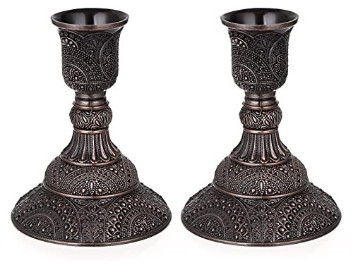 BSTKEY 2 Stück Metall-Kerzenhalter, Kerzenständer, Tischdekoration, Votivkerzenhalter, Tafelaufsatz, rote Bronze, Kerzenhalter, Kerzenleuchter