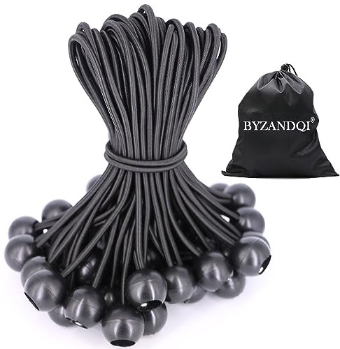 BYZANDQI Spanngummis mit Kugel 25 Stück, Zeltgummis mit Kugel 15 cm, Planenspanner Gummispanner Expanderschlingen Gummischlaufen für Planen Zelt Banner Netz Pavillions