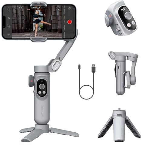 Aochuan Smart X Pro - Stabilizzatore cardanico per smartphone, iPhone o Android, stabilizzatore portatile a 3 assi con treppiede attaccabile per scatti ultra fluidi, vlog di Youtube e live streaming