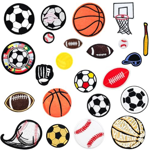 26 PCS Ball Sports Equipment Iron On Patches, Soccer Ball Embroidered Patches, Black White Ball Iron on Patches for Clothes Badge Garment DIY Apparel Accessories