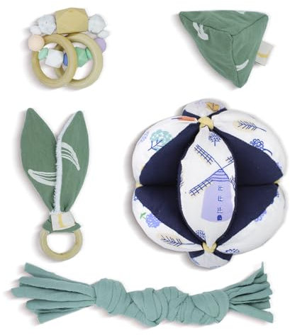 Surikatokids - Cesto de los Tesoros Montessori con pelota sensorial - Juguetes bebe 6 meses (Cesta Granja)