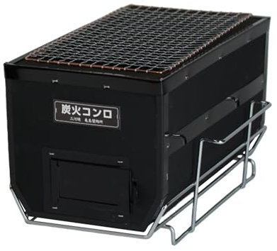 Barbecue giapponese a carbonella – Shichirin, Konro, Hibachi, barbecue da tavolo – nero – Made in Japan – 16 x 30 cm