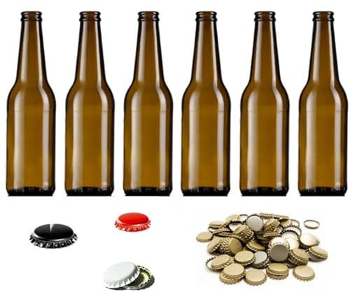 30 Pz Bottiglia Birra VETRO vuota 500 ml con tappi corona 26 mm LONGNECK in vetro di colore abra Completa di Tappo Corona 26 mm - KIT per fare la birra ARTIGIANALE