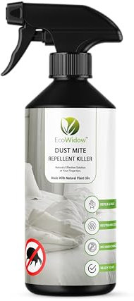 EcoWidow Dust Mite Repellent Killer Spray - Powerful Dust Mite Defense, Allergen Eliminator, Safe for Mattresses, Bedding, Upholstery Non Staining Formula with Essential Oils 500ml