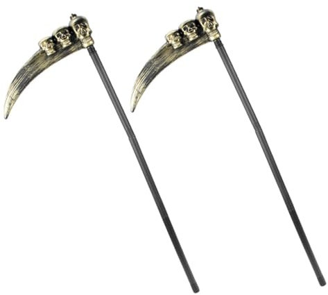 LIFKOME 2 Pcs Mort Fourche Faux Faux Faucille pour Halloween Sinistre Cosplay Accessoires Halloween Party Favors Grim Faucille Zombie Jouet Faucille Halloween Costumes Fausse Faucille en