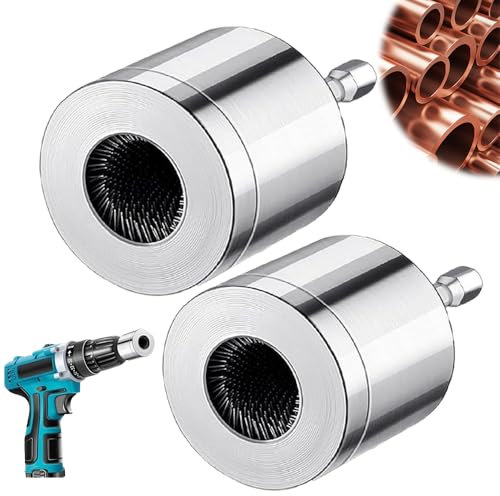 Mineup 2pcs Copper Pipe Cleaner, Pipe Cleaners Plumbing for Drill, Drill Pipe Cleaning Brush, 15mm+22mm Metal Pipe Cleaning Brush, Copper Pipe Cleaner for drill, Electric Drill Bit Pipe Cleaners