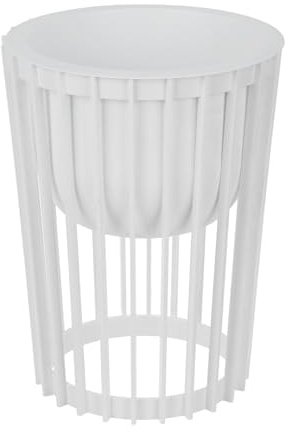 DIKEL Blumenständer Ø 30 cm x H 40 cm | Pflanzenständer aus robustem Kunststoff, beidseitig verwendbar | Blumenhocker für drinnen und draußen | Pflanzentisch modern und praktisch | Weiß