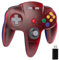 miadore Controlador USB n64 inalámbrico, Mango de juego USB 2.4G para PC windows, mac, Raspberry pi, Switch (Rojo transparente)