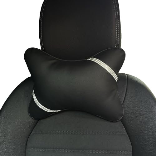 duoyif Reposacabezas De Coche, Cojin Cervical Coche De Cuero y Algodón, Almohadilla Cuello Coches para Conducir, Reposacabezas para Asientos De Auto Sillas De Oficina/Gaming 1pieza (Negro Diamante g)