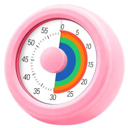 METINFUS Minuteur visuel pour enfants, compte à rebours de 60 minutes pour salle de classe, bureau, cuisine, minuterie de bureau pour enfants, outils de gestion du temps avec fonctionnement silencieux