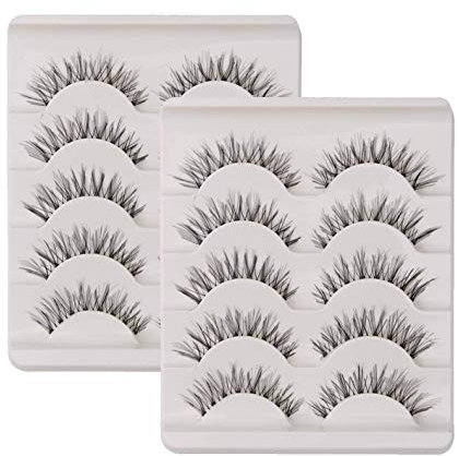 10 Pairs False Lashes Eyelashes Natural Look Handmade Crisscross 3D Reusable Black