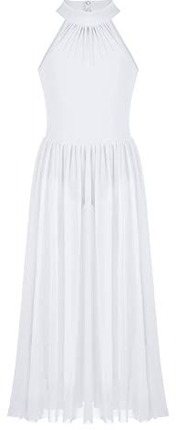 FEESHOW Mädchen Ballettkleid Ballett Trikot Body Tanzkleid mit Slip und langem Rock Turnanzug Gymnastik Sport Ballettkleidung gr. 116-164 Weiß 164