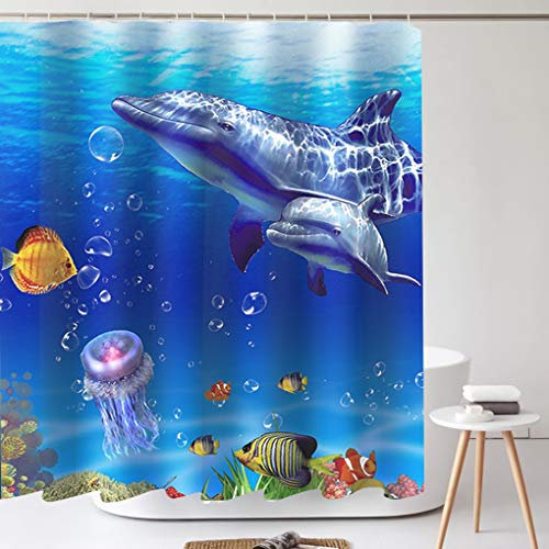 Tititex Duschvorhang, Polyester, schimmelresistent, modernes Design 69 W x 70 L Underwaterworld