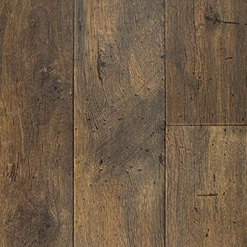 247Floors Wood Plank Effect Magic Vinyl Flooring Realistic 2.8mm Slip Resistant Foam Backed Lino (Aged Brown Planks, 2.5m x 2m / 8ft 2 x 6ft 6)