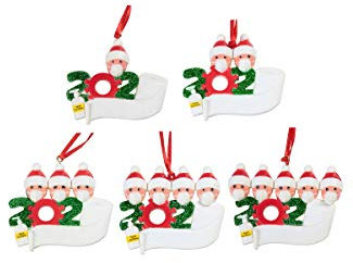 CWM Weihnachtsdekorationen,personalisierte Weihnachtsschmuck Kit,Quarantäne Überlebende Familie DIY Name Gruß Dekoration Schneemann Anhänger mit Maske Für Weihnachtsbaum Deko, Familienfeier