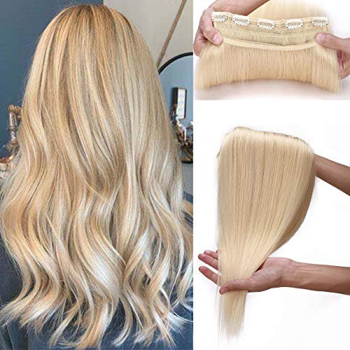 SEGO Haarverlängerungen Clip in Extensions DICKER 7A 100% Echtes menschliches Haar 1 Teilig 5 Clips Dichter Haarteil Remy Echthaar Glatt Hellblond#613-1 22(55cm)-100g