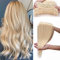 SEGO Haarverlängerungen Clip in Extensions DICKER 7A 100% Echtes menschliches Haar 1 Teilig 5 Clips Dichter Haarteil Remy Echthaar Glatt Hellblond#613-1 22(55cm)-100g