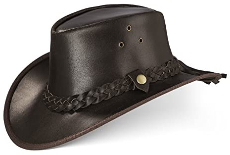 Black Forest Fox® Texas Western Reiten Cowboy Leder Hut (Horse-Brown, S)